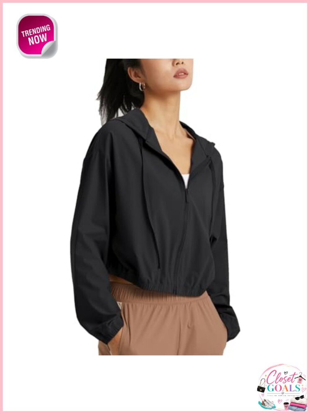 Women's UPF 50+ Cropped Zip Up Hoodie Sun Protection Jacket